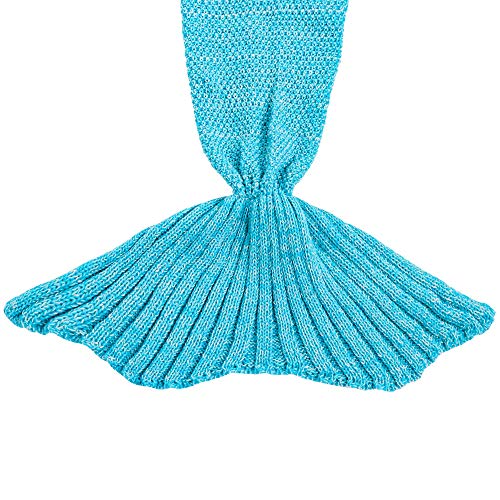 Amyhomie Mermaid Tail Blanket, Kids Mermaid Blanket Crochet Mermaid Sleeping Bag Mermaid Gift For Girls(Light Blue, Kids) #TOP6