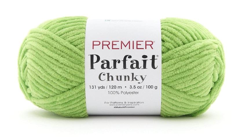 Image of Premier Yarns Parfait Chunky Chenille Yarn 3.5 Oz 6 Super Bulky Weight 3 Pack Bundle with Bella's Stitch Place Holders (Pistachio)