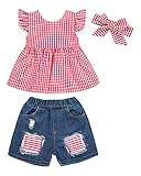Conjunto de ropa de verano para bebé niña paquete incluido: 1x Camiseta + 1x Pantalones + 1x Diadema.