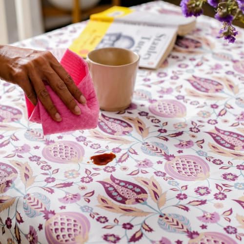 Image of THE YARD HOUSE Wipeable & Anti-Slip Cotton Table Cover for Family Dining, Party. Protects Against Spills, Scratches, Damages (Songs of the Sultan, 60 x 90 inch (Rectangle))