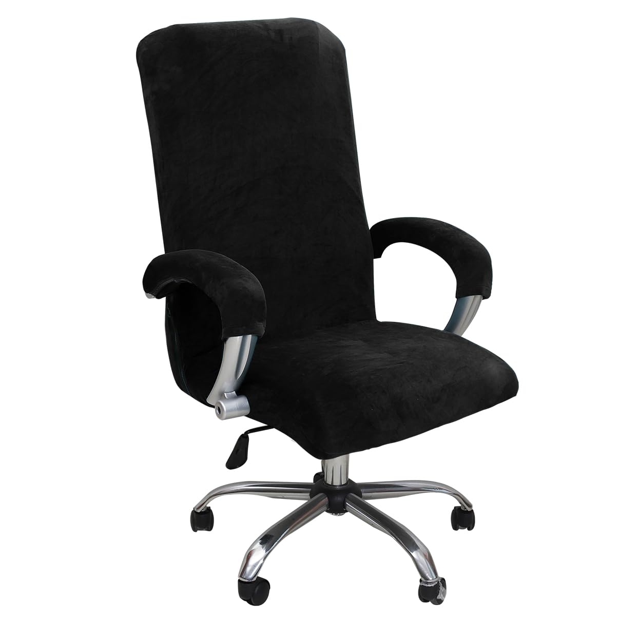 Velvet Office Chair Cover with Arm Covers Stretch Computer Desk Chair Covers Universal Boss Swivel Chair Covers Gaming Chair Covers (Jet Black,Large)