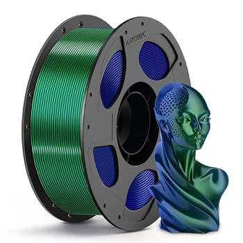 ANYCUBIC Silk Dual Color Pla Filament, 2-in-1 Chrome Coextrusion Color Change 3D Printer Filament 1.75mm Dimensional Accuracy +/- 0.02mm, Silk Texture, 1KG Reusable Spool (2.2 lbs), Blue Green