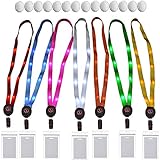 LED Light Up Flashing Lanyard Neck Straps Band Necklace Make You Being Seen and Charming at Night 3 Flashing Modes, Long-Lasting, Quick Flashing, Slow Flashing for ID Cards Badges Business ID, 7 Pack