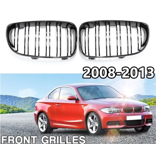 Rejilla frontal para BMW E81 E87 E82 E88 de doble listón en negro brillante 2