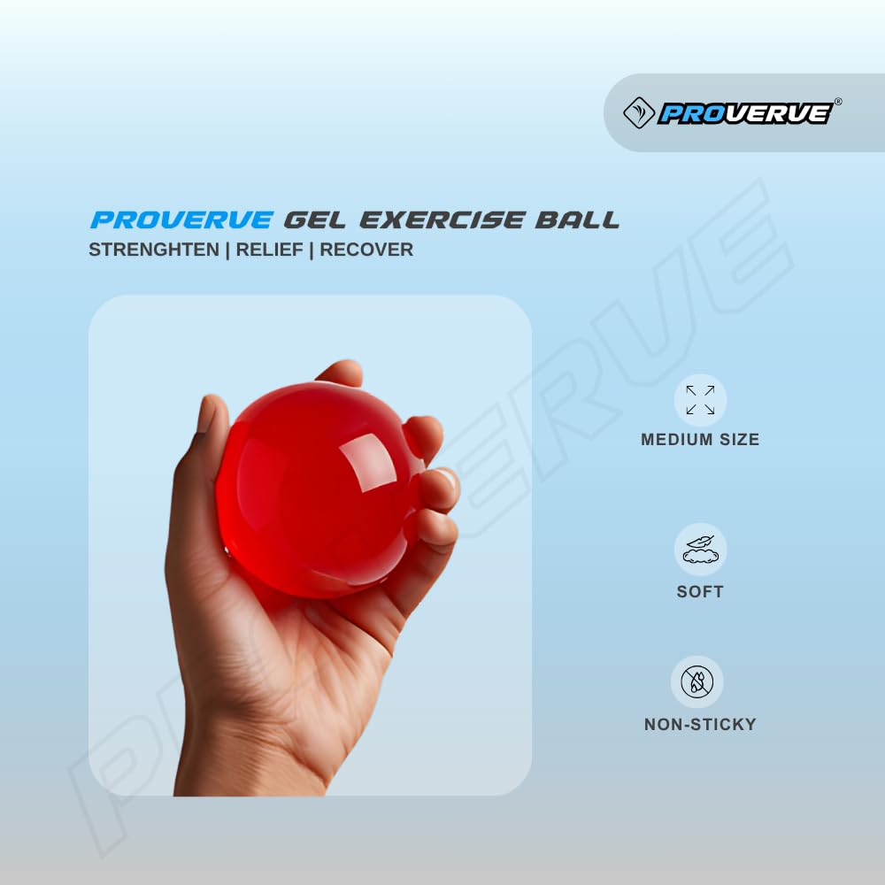 Proverve Gel Exercise Ball for Hand & Finger Therapy | Physio Stress Relief Ball | Finger Exerciser for Physiotherapy, Grip Strength & Pain Relief | Hand Therapy Equipment for Adults & Kids (Large)