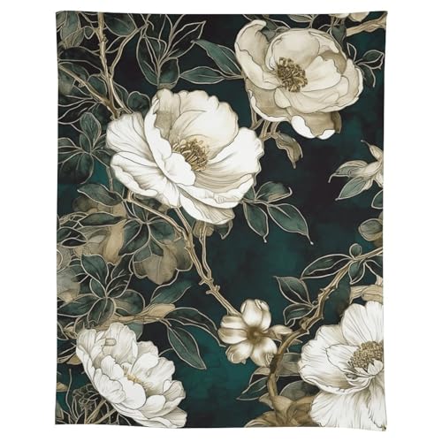 Nappe de table à fleurs blanches imperméable 140x190 pour décoration de fête - 3