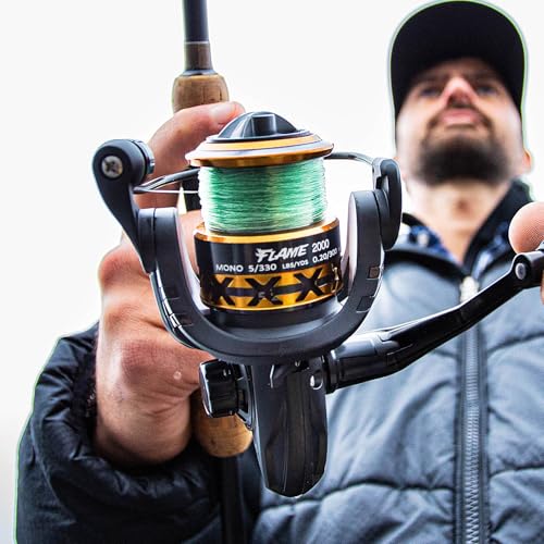Piscifun Flame Spinning Reels, Lightweight 9+1BB Ultra Smooth Spinning Fishing Reels, Carbon Fiber 19.8Lbs Max Drag, 2000, Gold