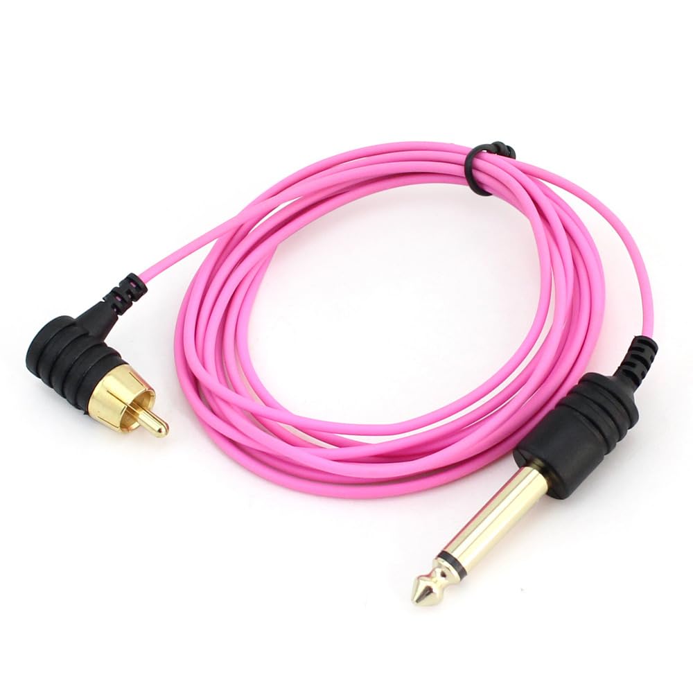 2meter Tattoo Pen Power Cord With RCA Connector, Tattoo Equipment Connection Cable With Long Hook Line(Rose Red)