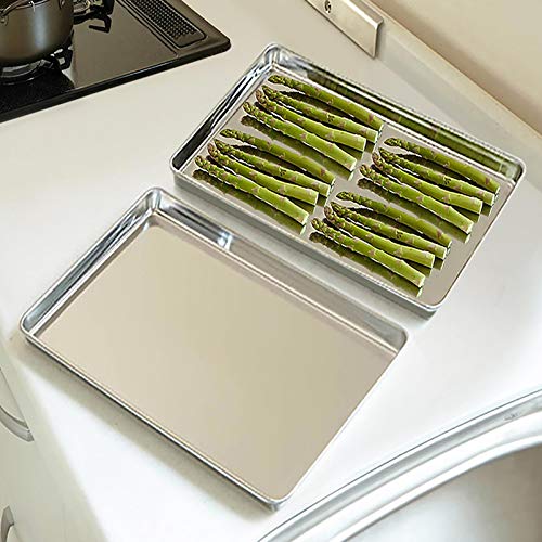 Teamfar Baking Sheet Set Of 2, Baking Pans Tray Cookie Sheet Stainless Steel, Non Toxic & Healthy, Mirror Finish & Rust Free, Easy Clean & Dishwasher Safe #TOP6