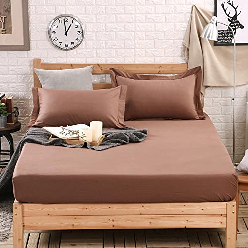 CYYyang Protector de Colch�n | Capa Superior de algod�n Transpirable S�bana de Cama de Color Puro de una Sola Pieza de algod�n-caf� Color_200 * 200cm