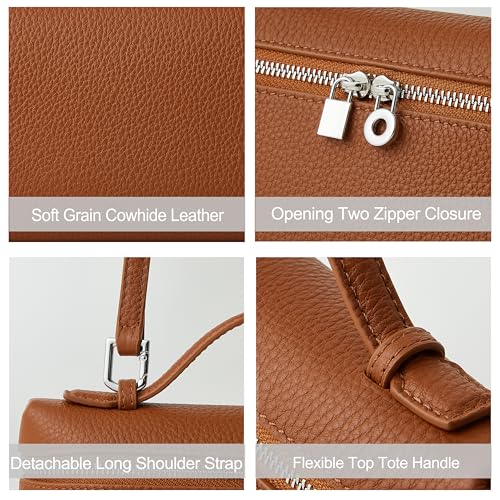 Image of DORIS&JACKY Small Leather Crossbody Bag for Women Designer Mini Top Handle Clutch Phone Bag with Adjustable Shoulder Strap