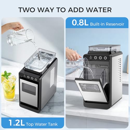 Image of COWSAR Ice Maker Countertop, Portable Ice Machine with External Water Tank, 26 lbs /24Hrs, 8 Cubes in 6 Mins, Self-Cleaning Quiet Compact Commercial Ice Makers for Home, RV, Camping
