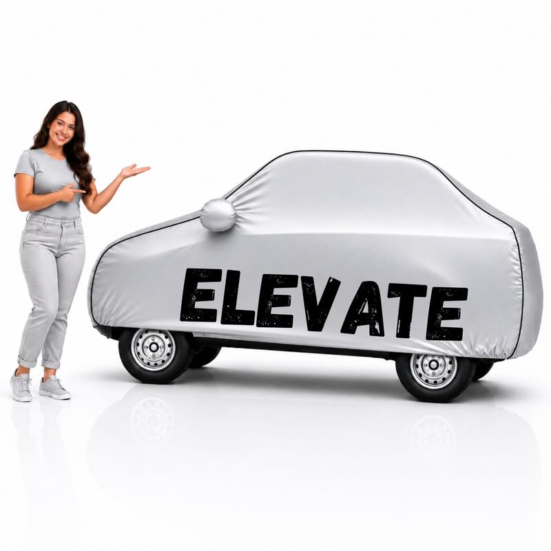 Image of Long-Life 100% Waterproof Elevate Car Body Cover for Dust & Rain, Compatible with All Models of Elevate Car Cover, Comes with Bird Droppings, Scratch, UV and Paint Protection - Silver