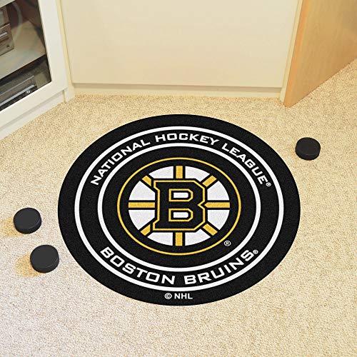 Fanmats 10495 Boston Bruins Hockey Puck Shaped Rug - 27In. Diameter, Hockey Puck Design, Sports Fan Accent Rug #TOP1