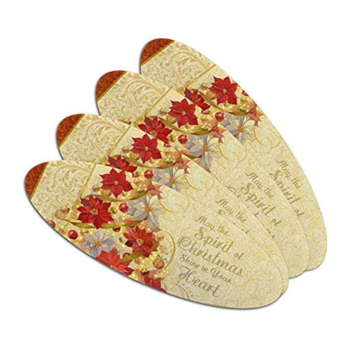 Christmas Holiday Tree Spirit Shine in Your Heart Double-Sided Oval Nail File Emery Board Set 4 Pack