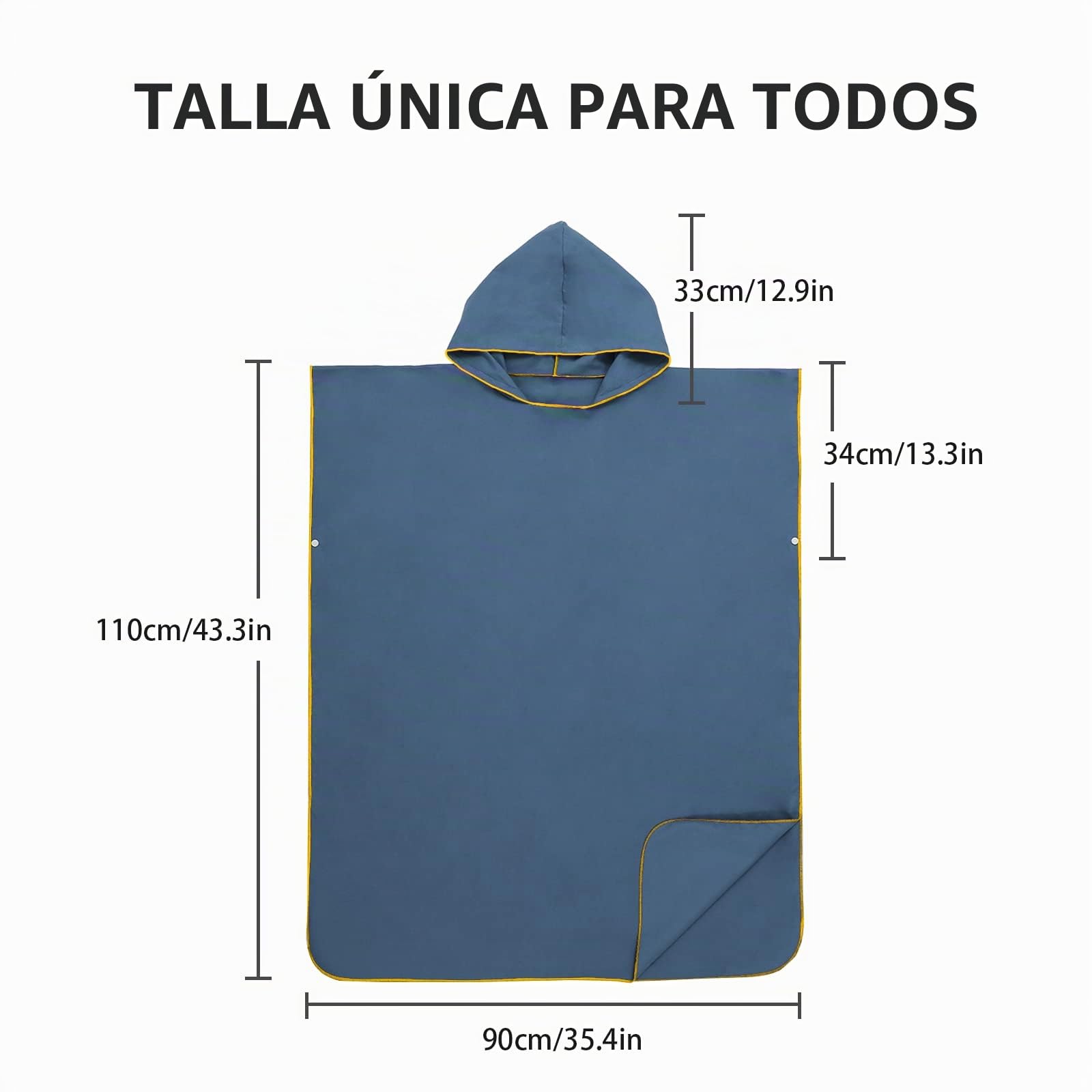 Mokani Poncho de Surf Ligero Compacto Secado Rápido Toalla Adultos Microfibra Playa Azul Oscuro