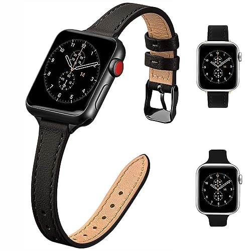 HEYOZURY 2 Paquetes Compatible con Apple Watch Correa Mujeres Slim 41mm 45mm 40mm 44mm 49mm Cuero Genuino Pulsera de Reemplazo Ultrafina Para iWatch Series 10/9/8/7/6/5/4/3/2/1/SE