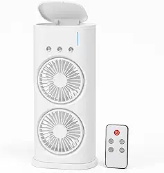 Ventilador Portátil Duplo Umidificador Climatizador USB 3 Velocidades LED 7 Cores 600ml Silencioso Controle Remoto Oscilação 90º Mini Ar Condicionado Mesa Viagem Casa