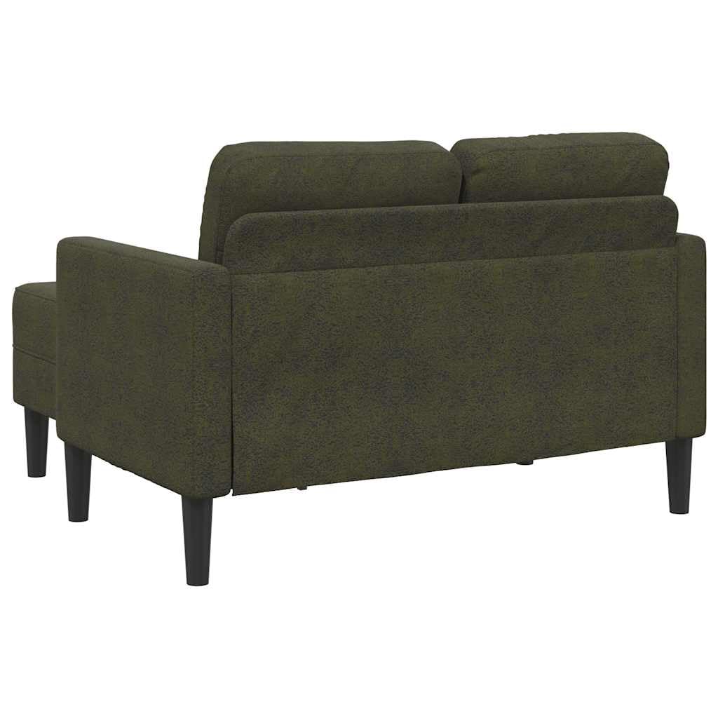 2-częściowa sofa z szezlongiem w kształcie litery L, zieleń wojskowa, 125 cm, sztuczna skóra, narożnik, zestaw wypoczynkowy z miejscem do przechowywania, stabilna rama, łatwy w pielęgnacji