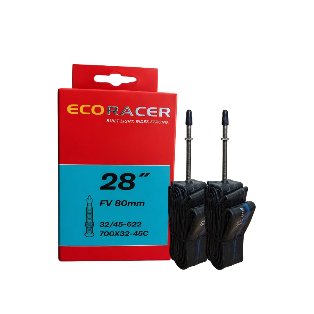 ECORACER Bicycle Tube 700x32-45C | Presta Valve 80mm (Pack of 2)-picture-31