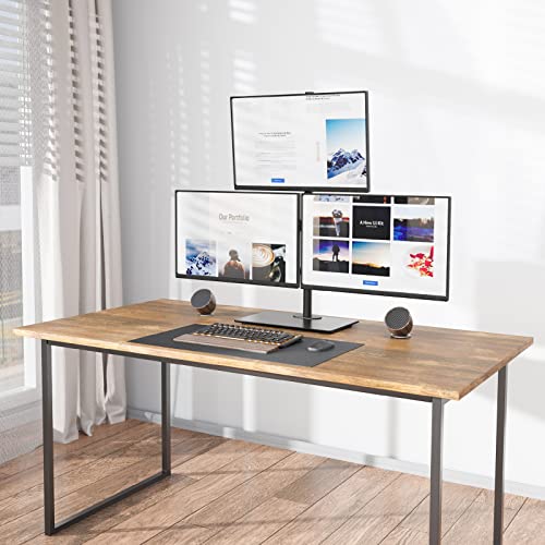 Image of WALI Triple Monitor Stand, Height Adjustable Free-Standing Monitor Desk Mount, fits 3 Computer Screens up to 27 Inch, Holds up to 22lbs per Arm (GMF003)