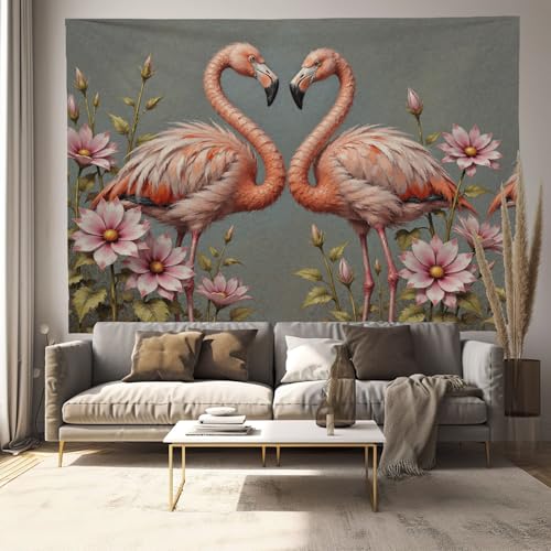 Tapiz decoración de interiores JRISEMECY 200x150cm, colcha de pared con flamencos 4