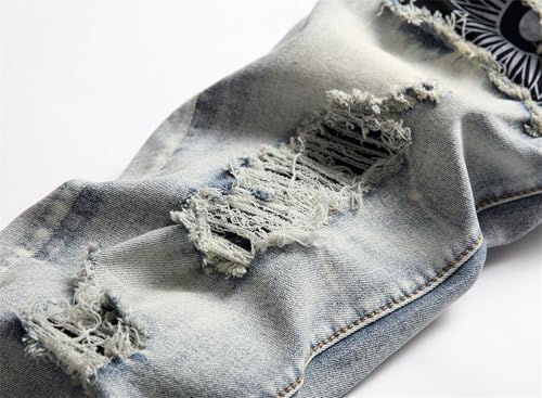 Men's Slim Straight Zipper Frayed Jeans Fashion Biker Jean with Zip Decoration Washed Classic Regular Fit Flex Jean3