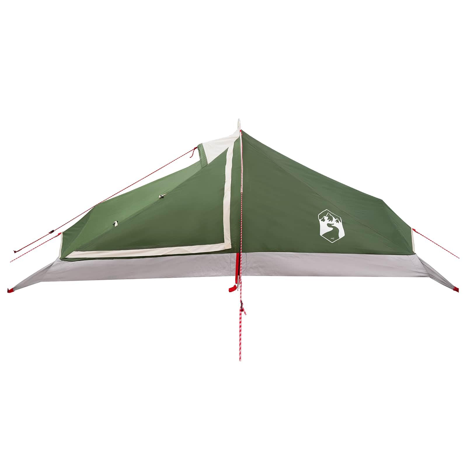 Grünes 4 Personen Trekkingzelt aus 185T Polyester mit PU Beschichtung, wasserdicht und UV beständig, Kuppelzelt für Camping, Wanderung, Rucksack, Festival, leichtes Packmaß für Outdoor