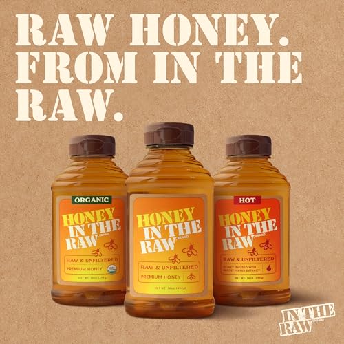 image for Organic Honey In The Raw, 14 oz Squeeze Bottle, Pure Raw & Unfiltered 