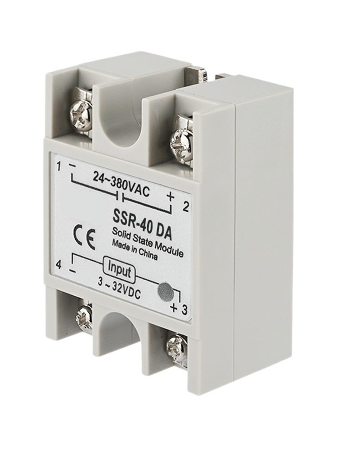 Relé de estado sólido SSR-10DA 25DA 40DA SSR Control monofásico de CC Entrada de CA 3-32VDC Salida 24-380VAC 10A 25A 40A (Size : SSR-40DA)