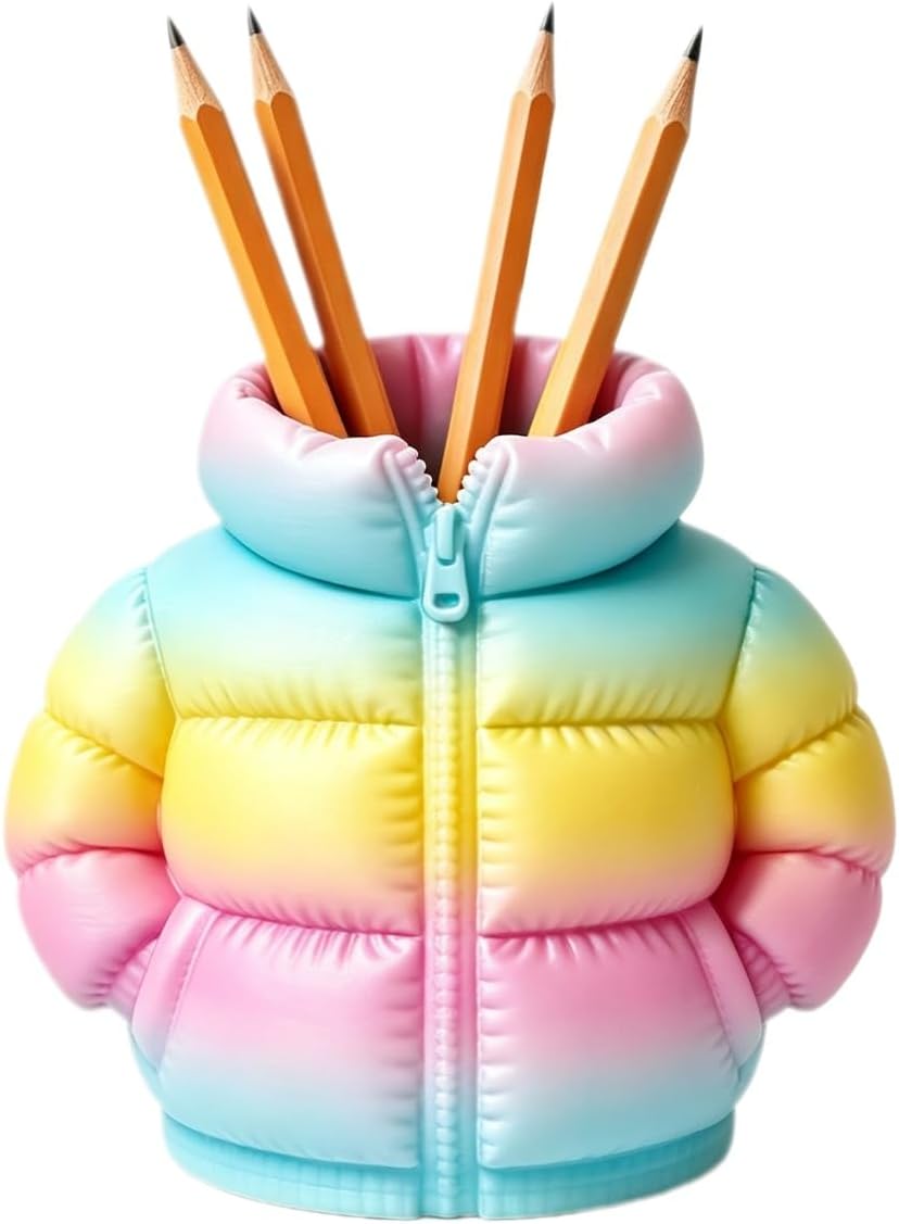 Cute Puffer Jacket Shaped Pen Holder for Desk,Funny Desk Decor,1PCS