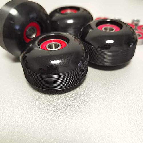 Fortoo Black 16pcs Skateboard Parts Kit- 4pcs 99A Street Wheels 8pcs 608RS ABEC-9 High Speed Bearings 4pcs Spacers