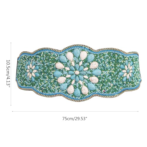 Bohemian-Style Women Belt For Dress Turquoise-Beaded Waist Belt Ethnic Corset Belt Elastic Girdle Belt Lady Accessories4