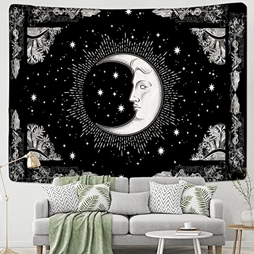 Tapisserie Soleil Lune grand format pour cacher un mur vide sans faire de trous