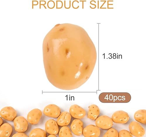 Miniatura 2 de HUIANER Mini papas artificiales, 40 piezas de patatas falsas simulación mini vegetal para el hogar, cocina, fotografía, decoración de fiesta, 1.4 in