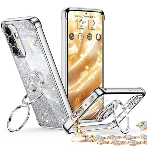 Coque Galaxy A36 5G brillant argent cœur idée cadeau tendance femme et ado