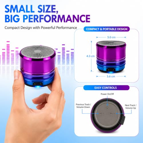 Image of PEFUPEW Portable Mini Bluetooth Speaker, Small Wireless Speaker Bluetooth 5.3 with Stereo Sound, Deep Bass, TWS Pairing, IP7 Waterproof, 8 Hours of Playtime, for Home /Outdoor /Party /Travel /Gift Ideas
