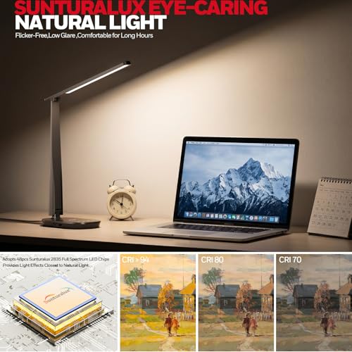 Image of Honeywell LED Desk Lamp for Home Office, Eye-Caring Dimmable Reading Light with 4 Color Modes, Touch Control, USB-A & USB-C Charging Ports, Adjustable Head, Timer for Bedroom & Small Desks