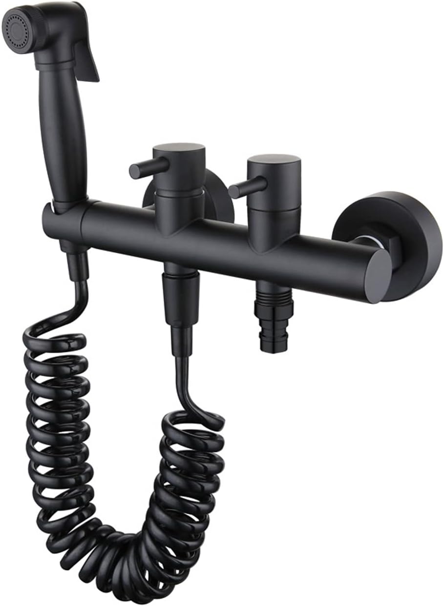 Bidet Sprayer for Toilet Handheld with PVC Hose, Brass Sprayer Attachment for Feminine Wash, Diaper Cloth and Shower Sprayer for Pet, Black