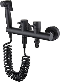 Rociador de bidé for Inodoro de Mano con Manguera de PVC, Accesorio de rociador de latón for Lavado Femenino, paño de pañales y rociador de Ducha for Mascotas, Negro