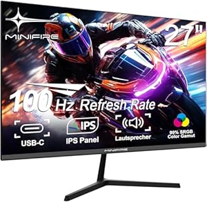 Monitor- 27-Zoll-Bildschirm im rahmenlosen Design, IPS, 100Hz, USB Tpye-C, FHD, mit eingebautem Lautsprecher, sRGB110%, 300 Nits, FreeSync，HDMI USB-C Anschlüsse
