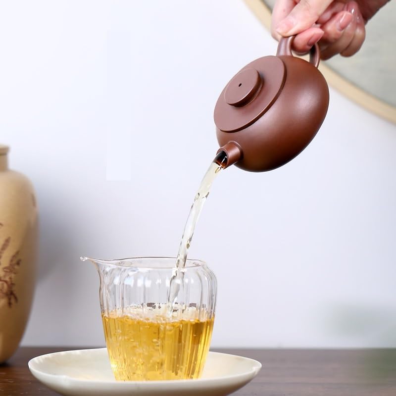 japanische Keramik-Teekanne, Handgefertigte Geschnitzte chinesische Keramik-Teekanne mit losem Teeblatt, steiler, tropffreier Auslauf