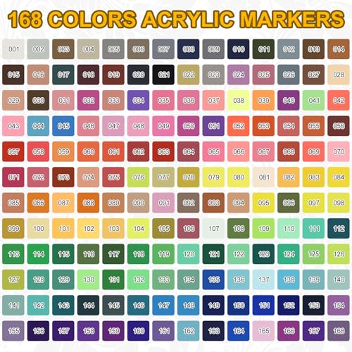 NICETY 168 marcadores de tinta acrílica, canetas de tinta acrílica, marcadores de tinta de tecido de