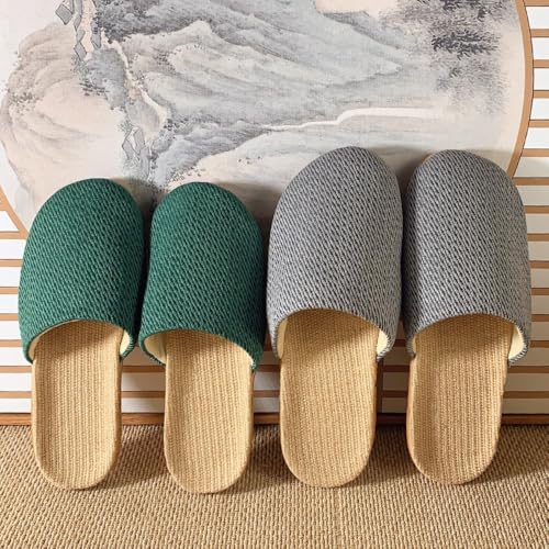 Espadrilles Tatami Japanese House Slippers for Women Platform Home Flats Woven Slip on Slides Closed Toes Breathable Lightweight No Slip Comfort Wear Shoes Indoor Bedroom Matching Slippers for Couples4