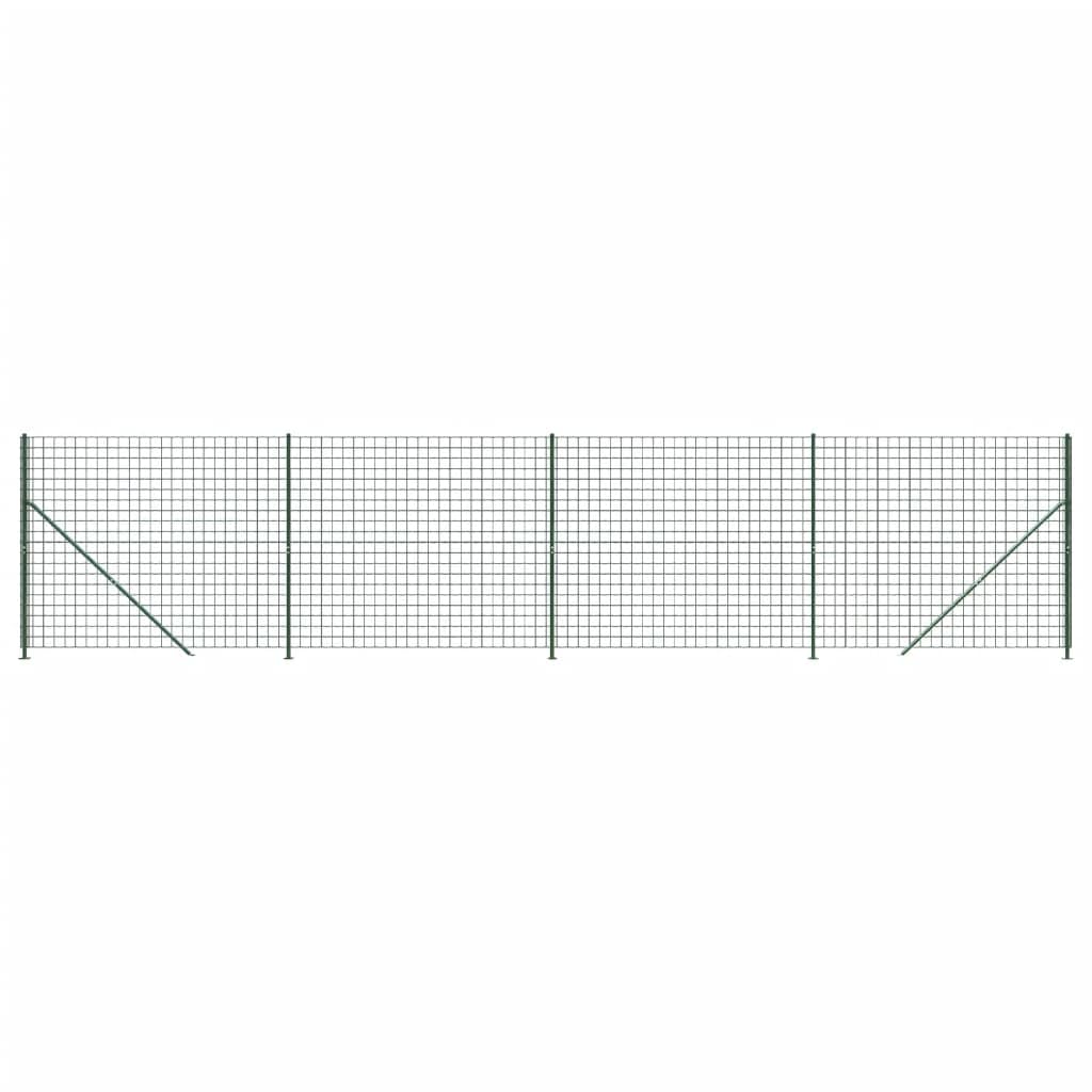 Wire Mesh Fence with Flange Green 1.4x10 m Galvanised Steel PVC Coated Heavy Duty Garden Fence Panel for Animal Enclosure and Property Security Interlocking Design Outdoor Barrier