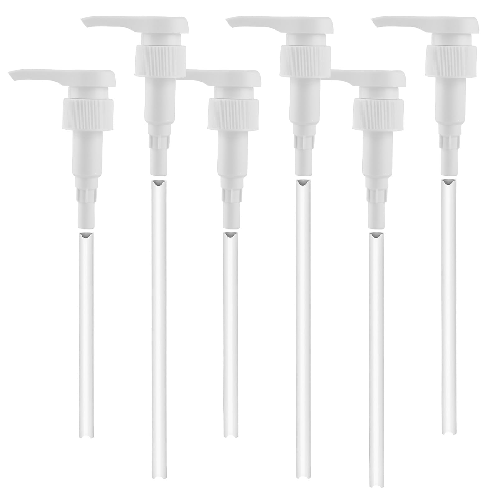 6 Pezzi Plastica Pompa Sciroppo Pompa di Ricambio con 6 Tubi, Riutilizzabili Pompa Dosatrice, 28/410, 33/410 Pompe di Plastica Testa Della Pompa, per Shampoo Concentrati Bevande