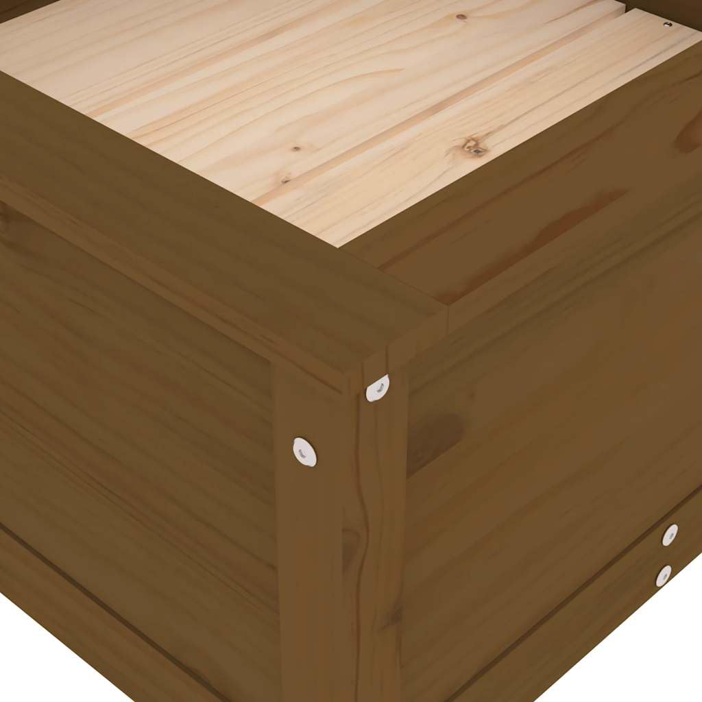 Maceta clásica de jardín de pino para terraza y exterior, robusta jardinera rectangular de madera y macetero, maceta de jardín marrón miel 82,5 x 82,5 x 39 cm