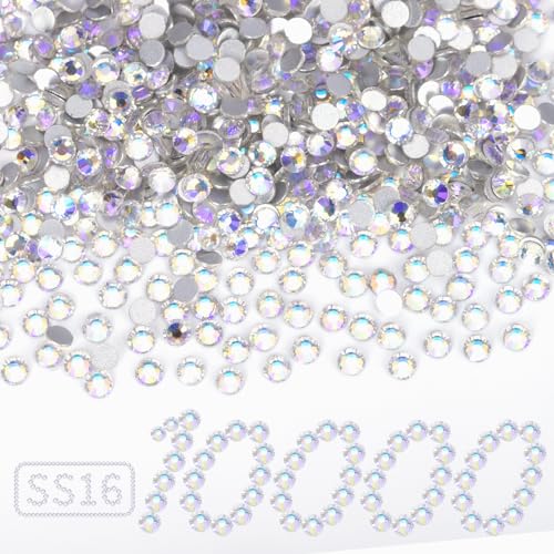 Image of 10000PCS Moonlight Rhinestones Bulk, Flat Back Crystal Glass Stone Round Gems,SS16, 3.8-4.0mm