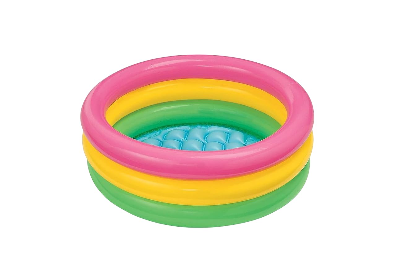 Wiggly Toys Sunset Glow 3 Ft Round Swimming Pool for Kids | Inflatable Round Colourful Ring Baby Pool Portable Baby Bath tub | 0-5 Years | Indoor & Outdoor (Multi Color)|52-image-3