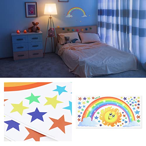 OTOTEC 2Pcs Wall Stickers Rainbow Star Sun Wall Decal Wall Decoration Creative PVC Wall Sticker Colourful Wall Decal for Baby Children Bedrooms Living Rooms Window - Image 4